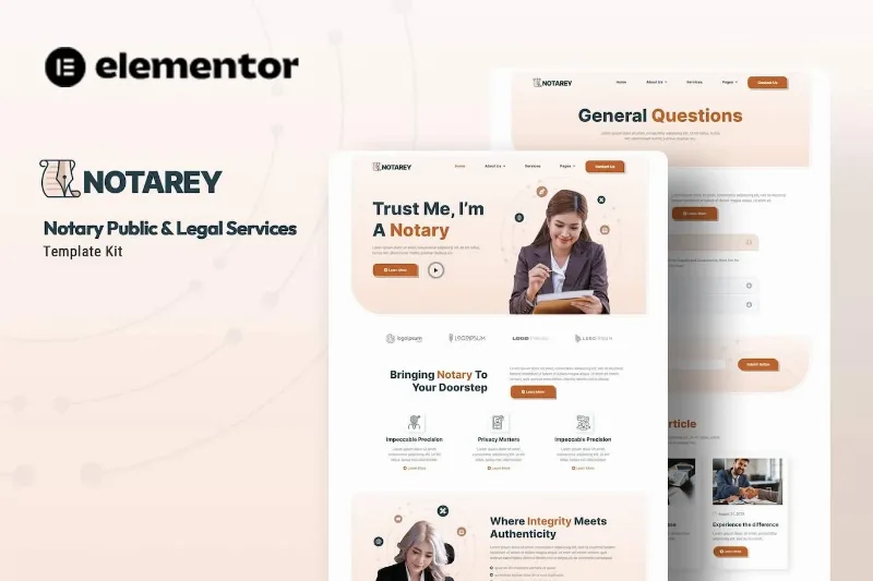 Notarey – Notary Public & Legal Services Elementor Template