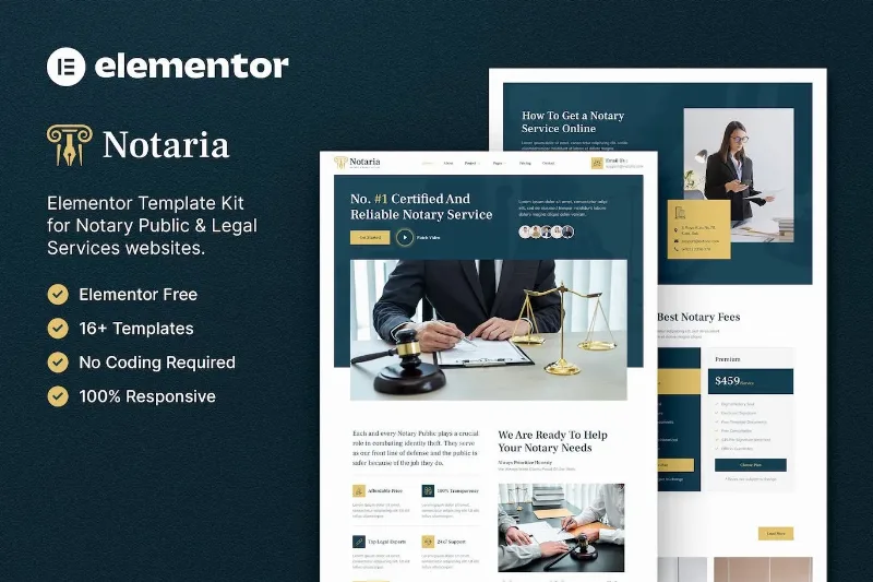 Notaria – Notary Public & Legal Services Elementor Template