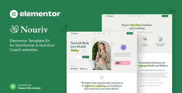 Nouriv Nutrition Coach Elementor Template Kit