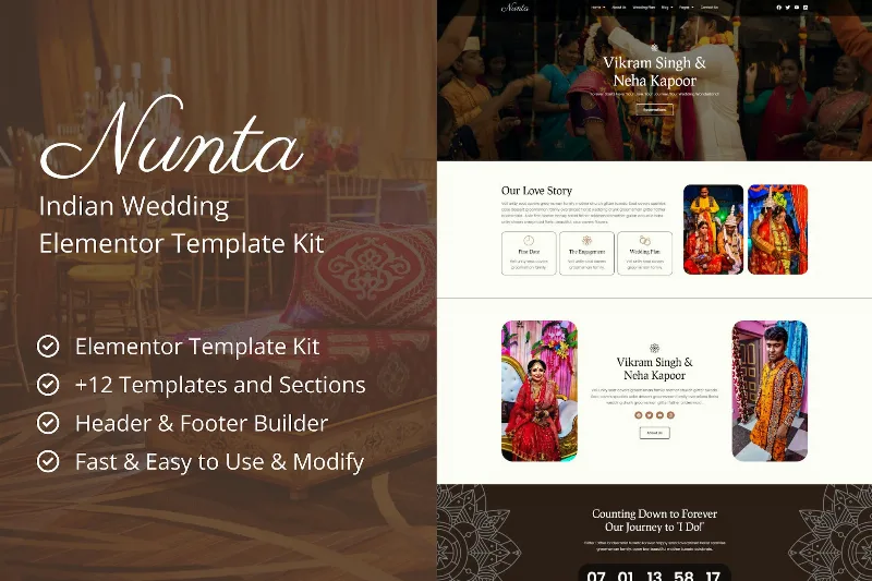 Nunta – Cultural Wedding Elementor Template