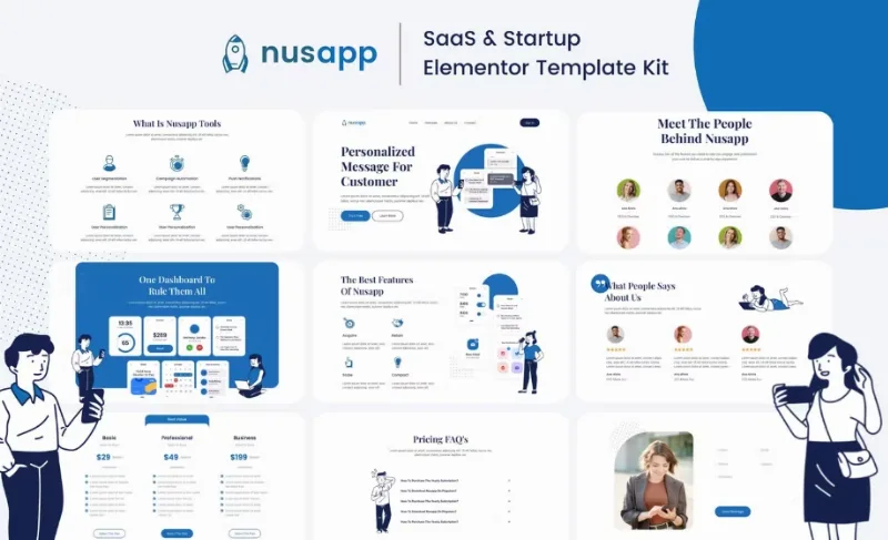 Nusapp – SaaS Startup & Business Elementor Template