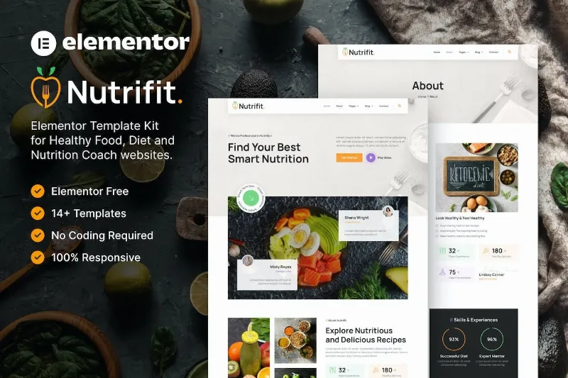 Nutrifit – Healthy Food & Nutrition Coach Elementor Template