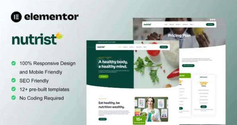Nutrist – Healthy Food & Nutrition Service Elementor Template