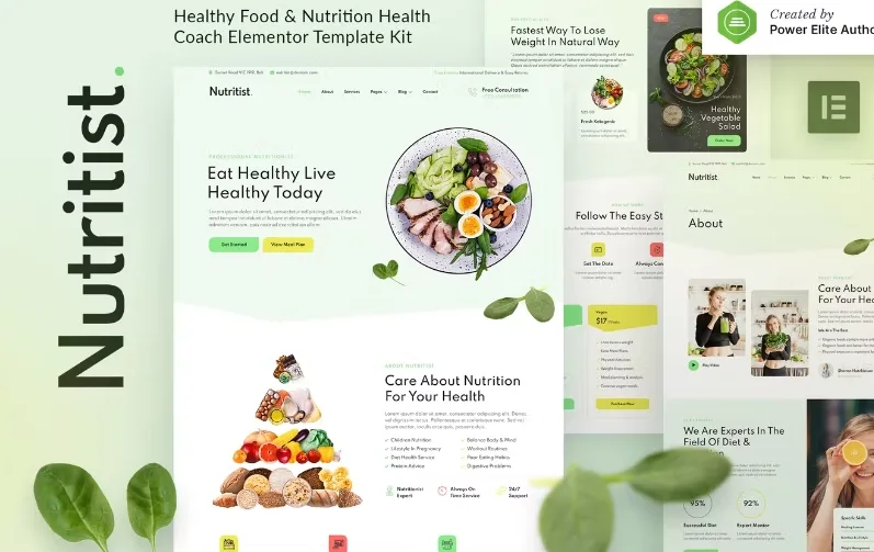 Nutritist – Healthy Food & Nutrition Coach Elementor Template