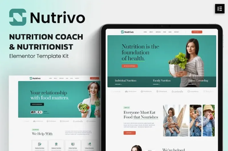 Nutrivo – Nutrition Coach & Nutritionist Elementor Template
