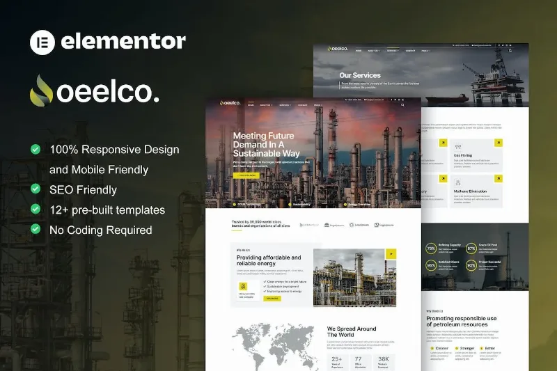 Oeelco – Oil Company & Industrial Elementor Template