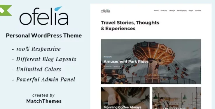 Ofelia – Travel Personal WordPress Blog Theme