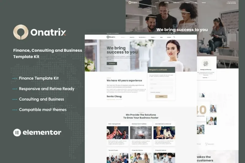 Onatrix – Finance Consulting & Business Elementor Template