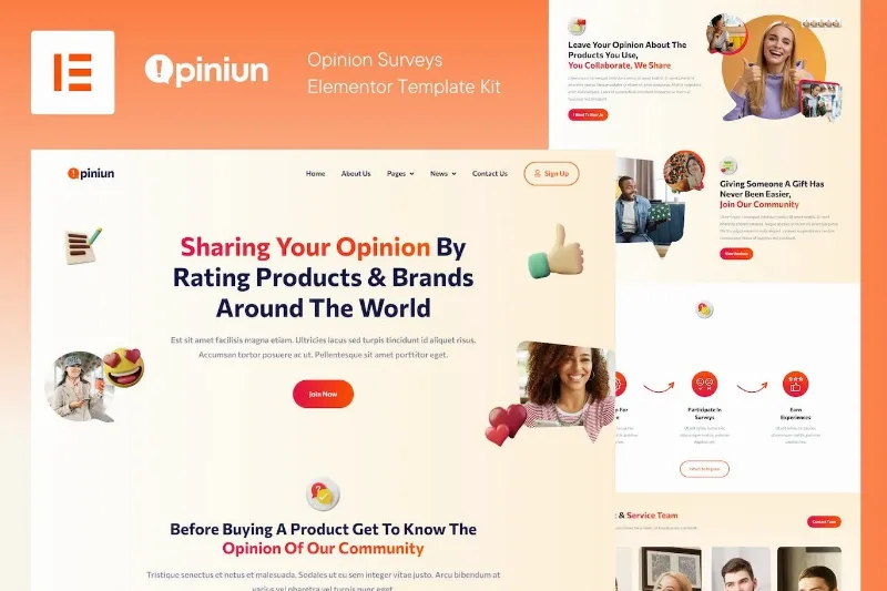 Opiniun – Opinion Surveys Elementor Template