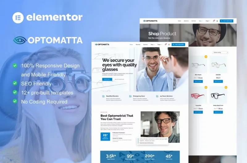 Optomatta – Optician & Optical Store Elementor Pro Template