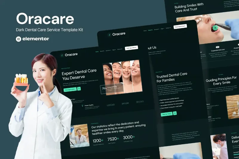 Oracare – Dental Care Service Website Elementor Template Kits