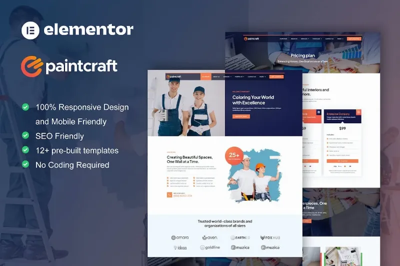 PaintCraft – Painting & Wallpapering Service Elementor Template