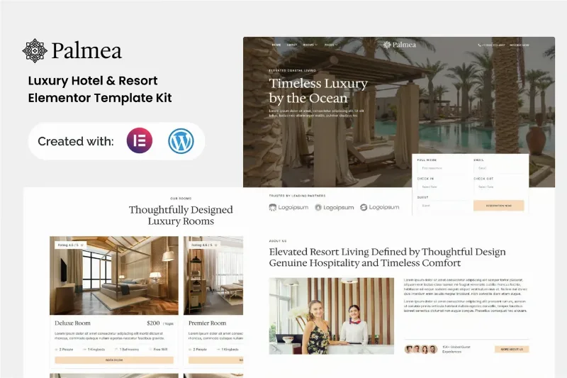 Palmea - Luxury Hotel & Resort Elementor Template Kit