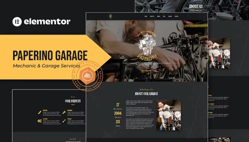 Paperino Garage – Mechanic Elementor Template