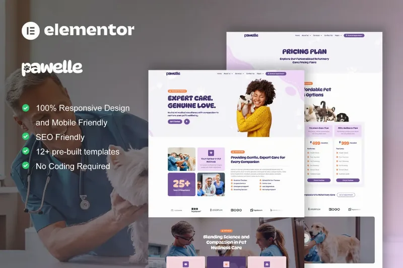 Pawelle - Veterinary & Pet Care Elementor Pro Template Kit
