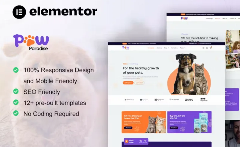 PawParadise – WooCommerce Pet Shop Elementor Template