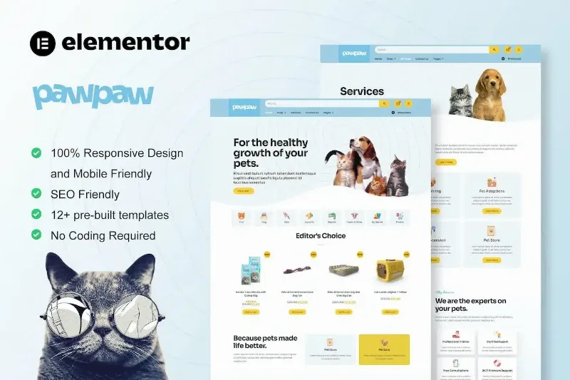 PawPaw – WooCommerce Pet Shop & Pet Care Elementor Template Kit