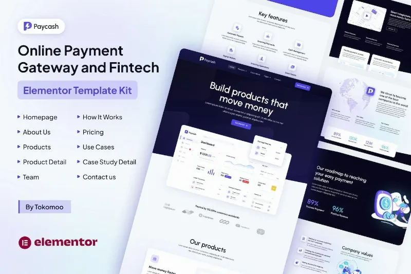 Paycash – Online Payment Gateway & Fintech Elementor Template
