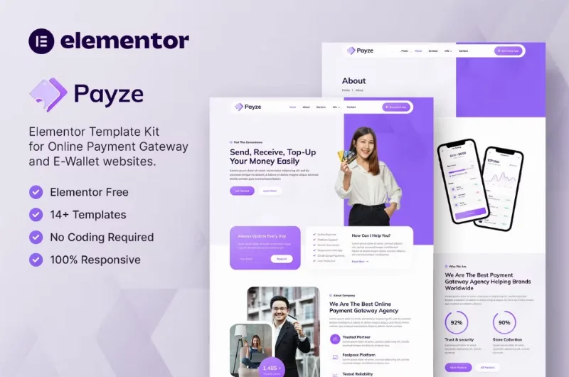 Payze – Online Payment Gateway & E-Wallet Elementor Template