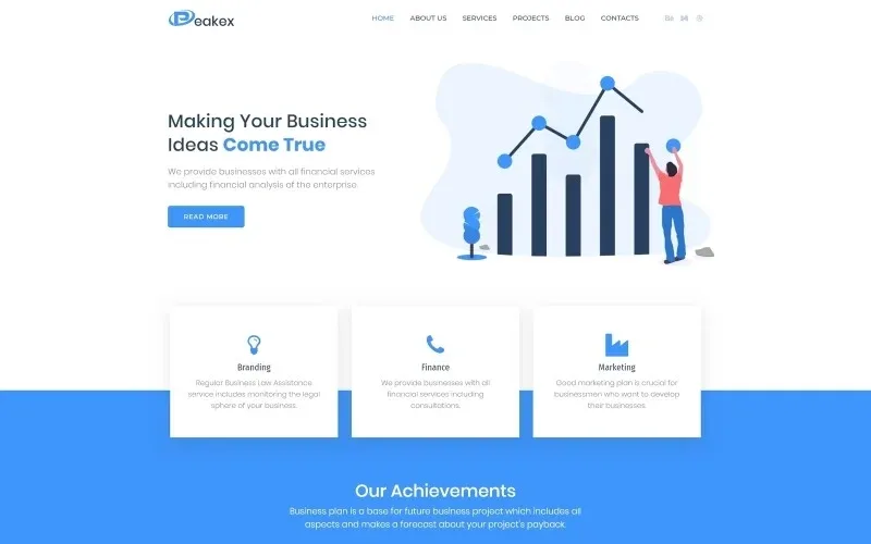 Peakex – Finance Multipurpose Infographic WordPress Elementor Theme WordPress Theme