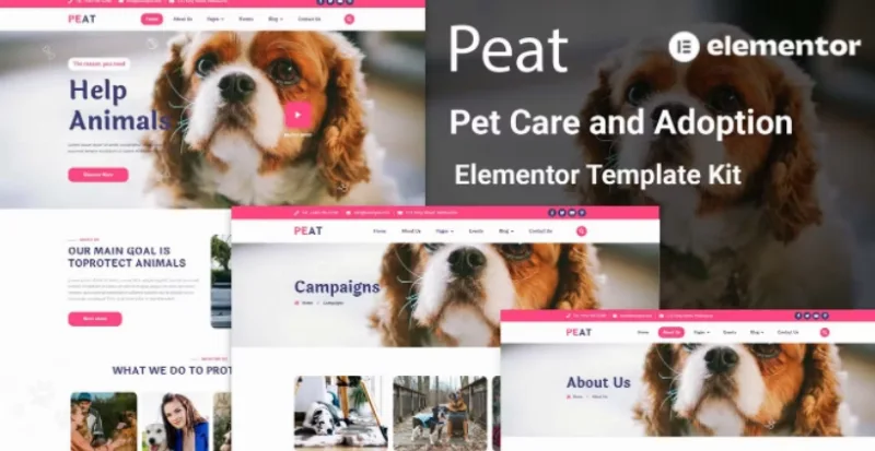 Peat – Pet Care & Adoption Elementor Template