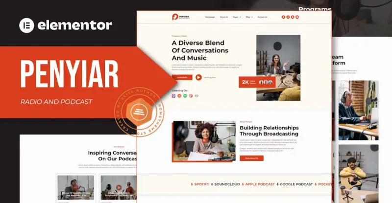 Penyiar – Radio & Podcast Elementor Template