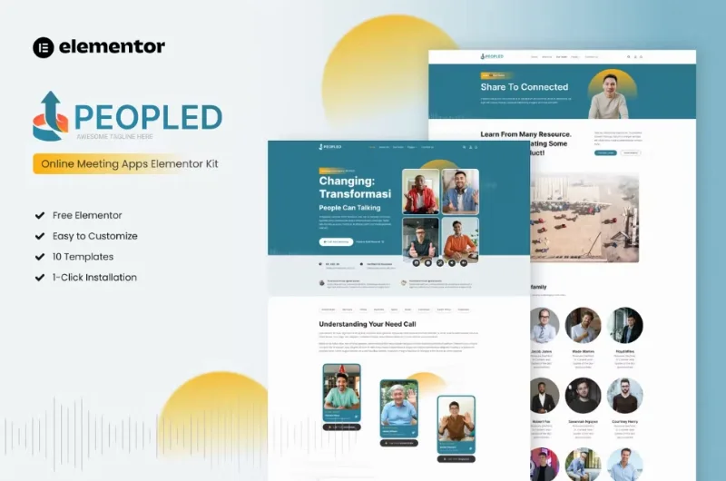 Peopled – Online Meeting App Elementor Template