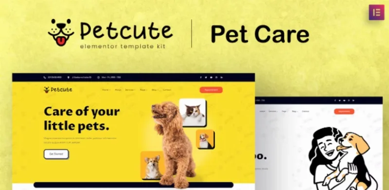 Pet Cute – Pet Care & Veterinary Elementor Template