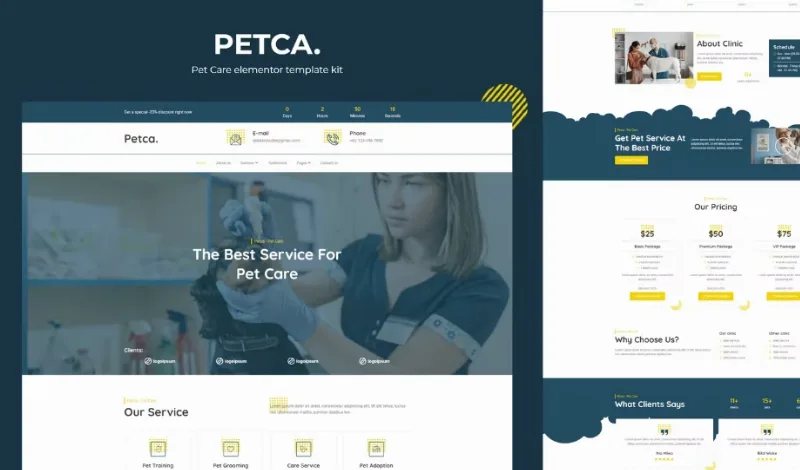 Petca – Pet Care Elementor Template