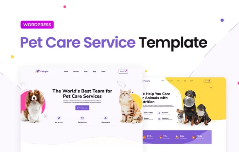 Petopia – Pet Care Service Elementor Template