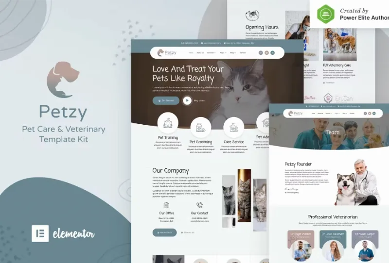 Petzy – Pet Care & Veterinary Elementor Template