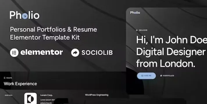 Pholio – Personal Portfolios & Resume Elementor Template