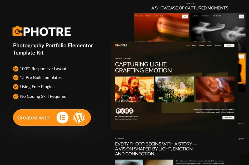 Photre - Photography Portfolio Elementor Template Kit