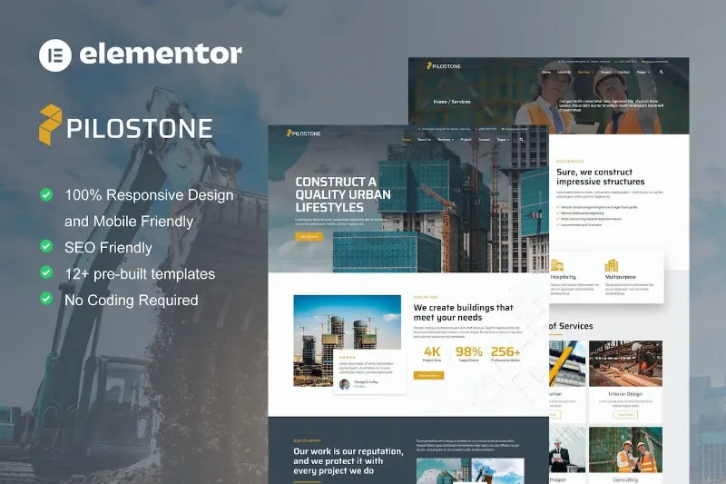 Pilostone – Construction & Building Service Elementor Template