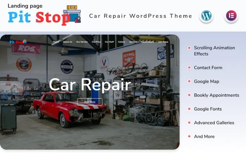 Pit Stop – Car Repair Website with Blog Elementor WordPress Theme