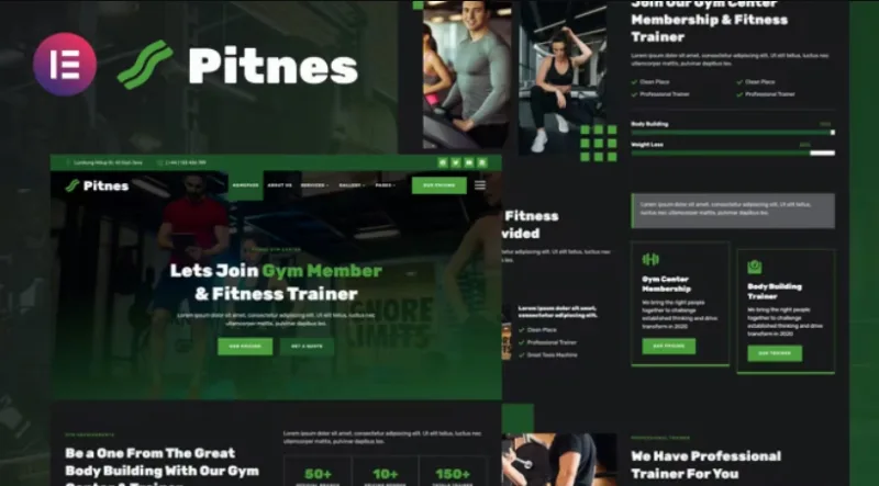 Pitnes – Gym Center & Fitness Training Elementor Template