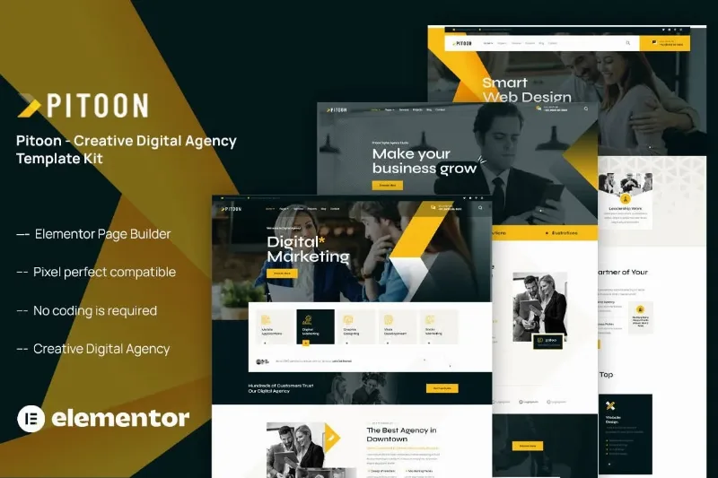 Pitoon – Creative Digital Agency Elementor Template
