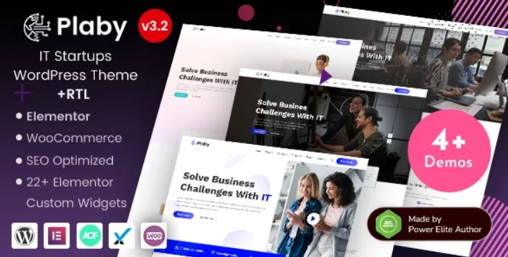 Plaby – IT Startup & Digital Services Agency Elementor WordPress Theme
