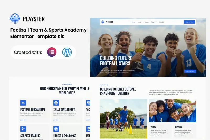 Playster - Football Team & Sports Academy Elementor Template Kit