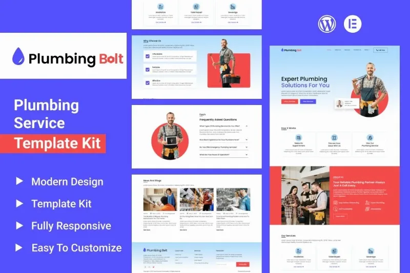 Plumbing Bolt – Plumbing Services Elementor Template