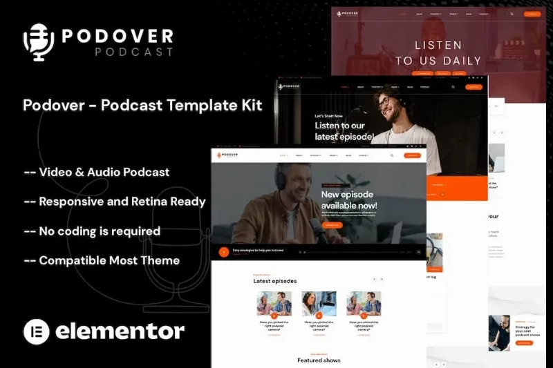 Podover – Podcast Elementor Template