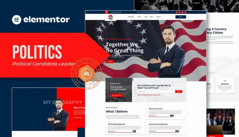 Politics – Political Candidate Leader Elementor Template