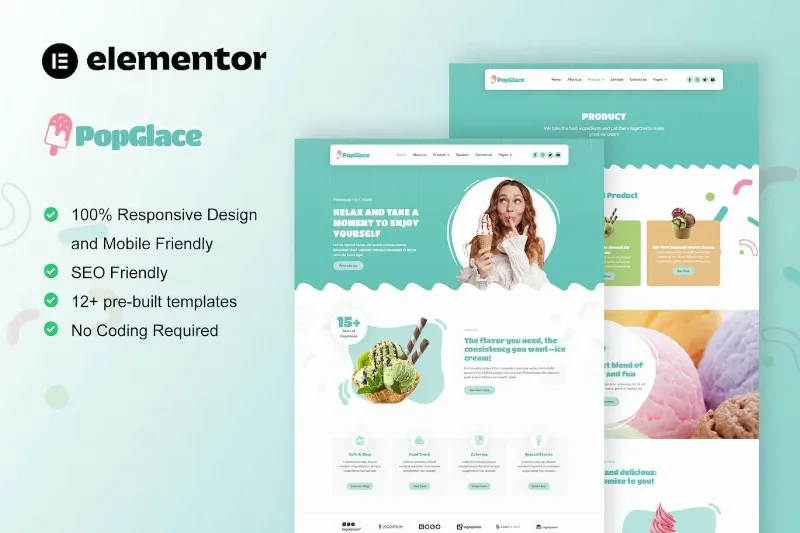 PopGlace – Ice Cream Shop Elementor Template