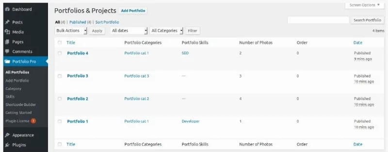 Portfolio and Projects Pro