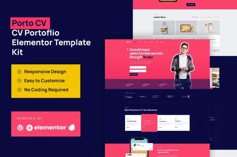 Porto CV – Portfolio Personal Elementor Pro Template