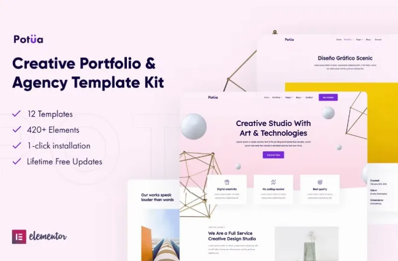 Potua – Creative Portfolio & Agency Elementor Template