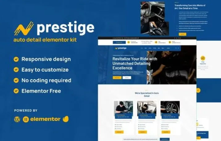 Prestige – Car Repair & Auto Detailing Service Elementor Template