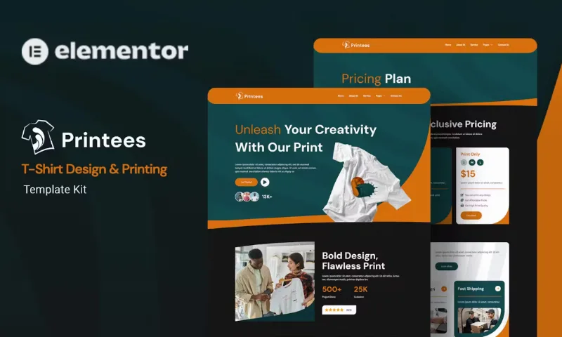 Printees – T-Shirt Design & Printing Elementor Template