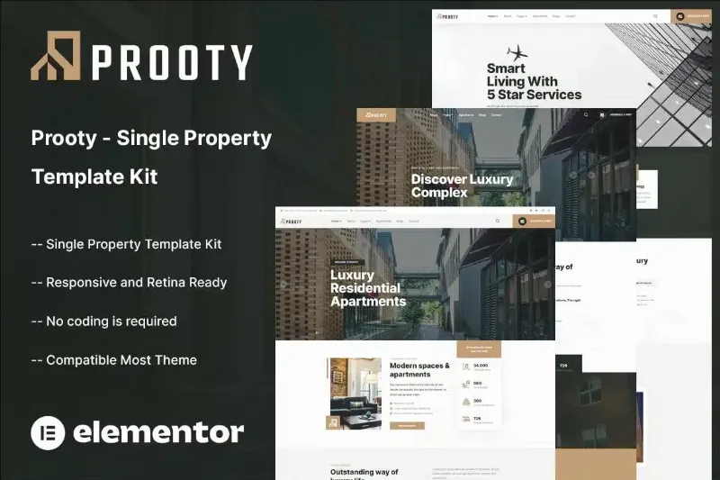 Prooty – Single Property Elementor Template Kit