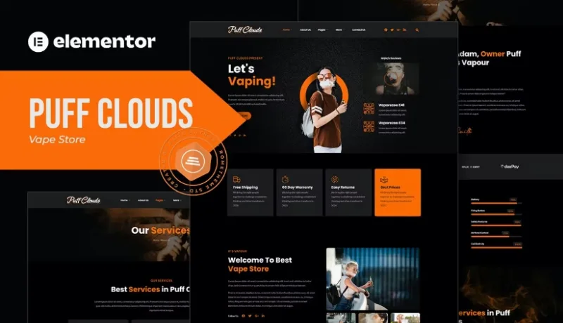 Puff Clouds – Vape Store Elementor Template